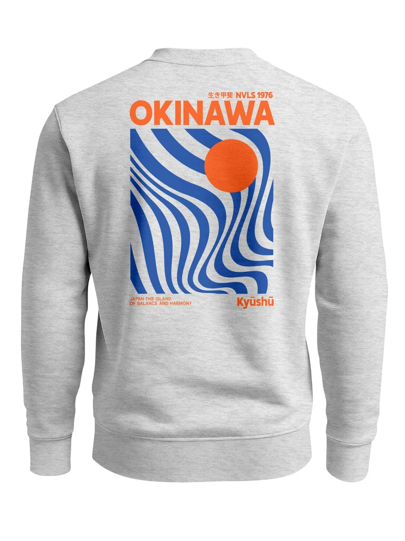 Sweatshirt Herren Pullover mit Backprint Okinawa Kyūshū Japan Design Retro Grafik Print Fashion Streetwear