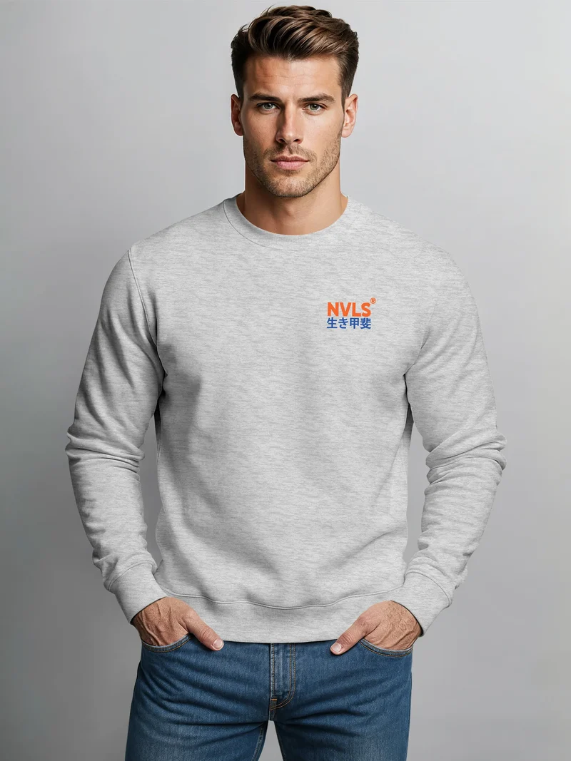 Sweatshirt Herren Pullover mit Backprint Okinawa Kyūshū Japan Design Retro Grafik Print Fashion Streetwear