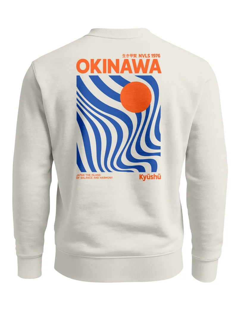 Sweatshirt Herren Pullover mit Backprint Okinawa Kyūshū Japan Design Retro Grafik Print Fashion Streetwear