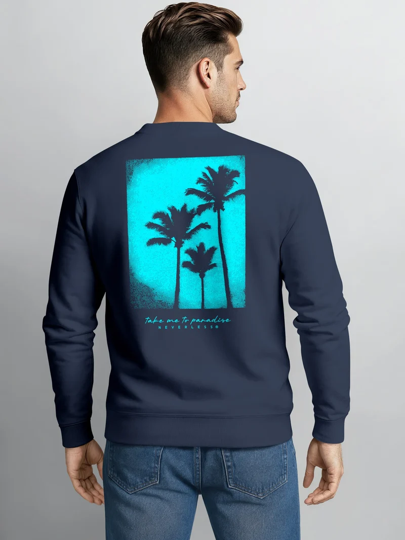 Sweatshirt Herren Pullover mit Backprint Take Me to Paradise Design Summer Vibes Streetwear Fashion Streetwear