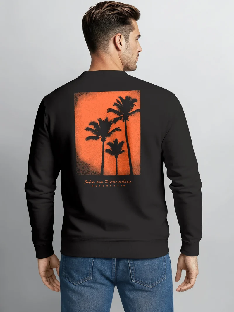 Sweatshirt Herren Pullover mit Backprint Take Me to Paradise Design Summer Vibes Streetwear Fashion Streetwear
