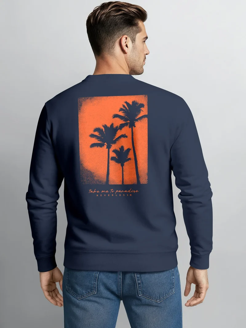 Sweatshirt Herren Pullover mit Backprint Take Me to Paradise Design Summer Vibes Streetwear Fashion Streetwear