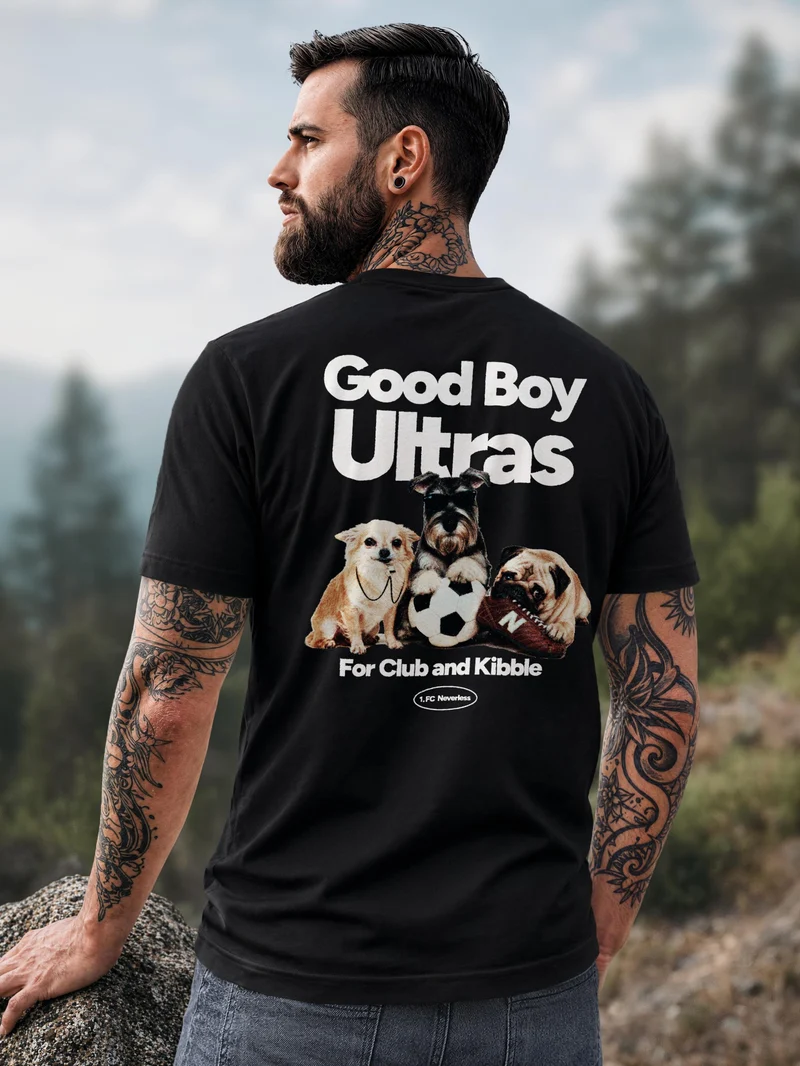 Herren T-Shirt Backprint - Design Good Boy Ultras - Baumwollshirt Männer Fashion Streetstyle Slim Fit
