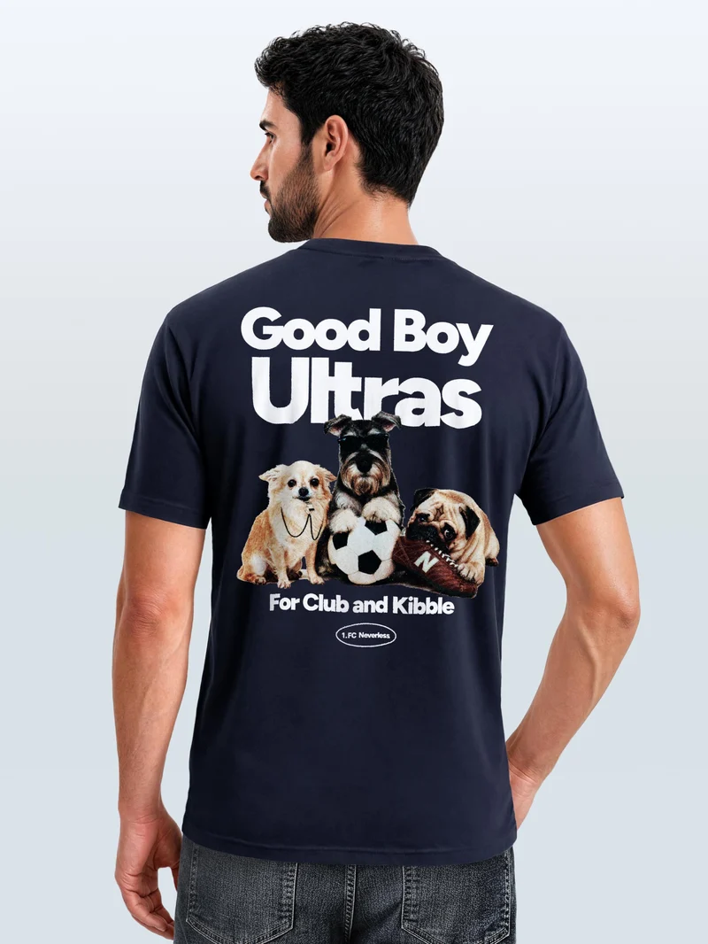 Herren T-Shirt Backprint - Design Good Boy Ultras - Baumwollshirt Männer Fashion Streetstyle Slim Fit