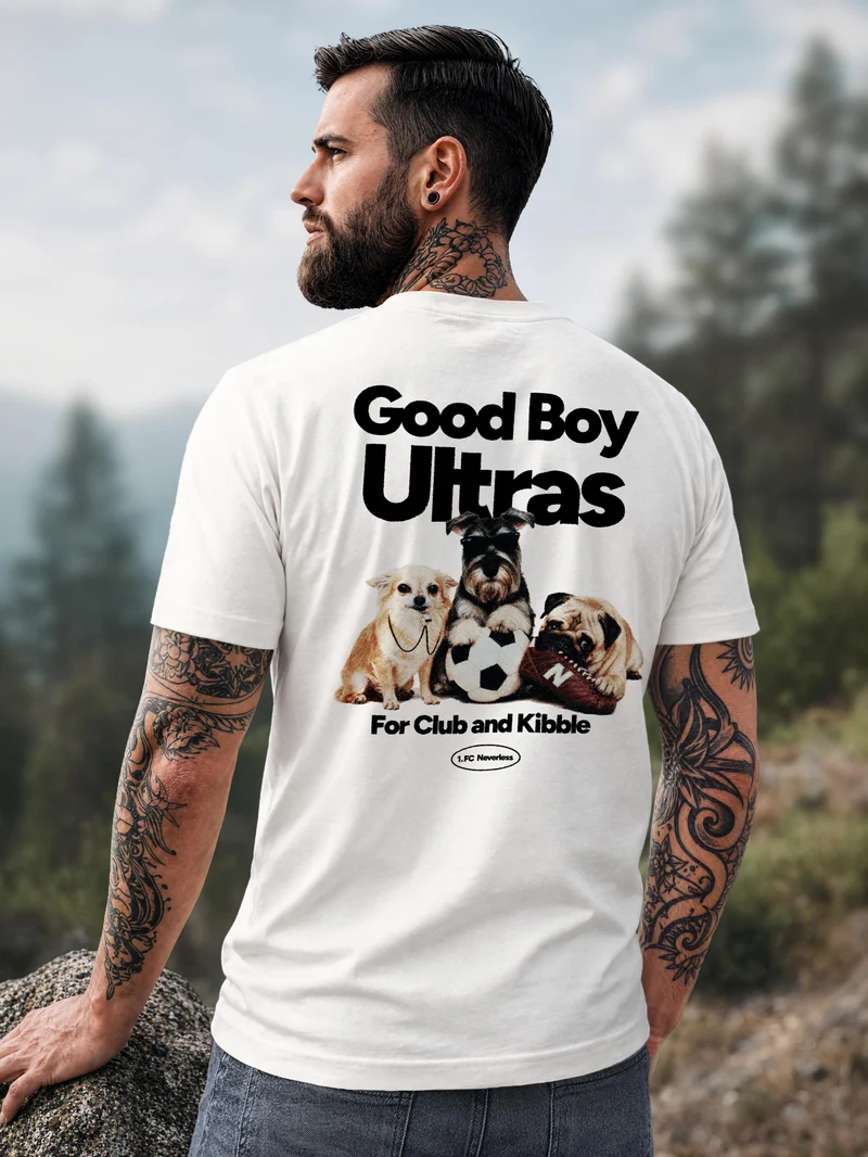 Herren T-Shirt Backprint - Design Good Boy Ultras - Baumwollshirt Männer Fashion Streetstyle Slim Fit