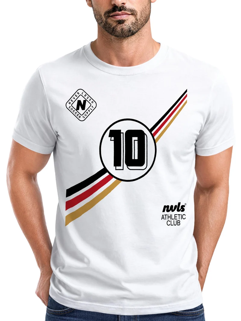 Herren T-Shirt Frontprint - Fussball Design German Trikot - Baumwollshirt Männer Fashion Streetstyle Slim Fit