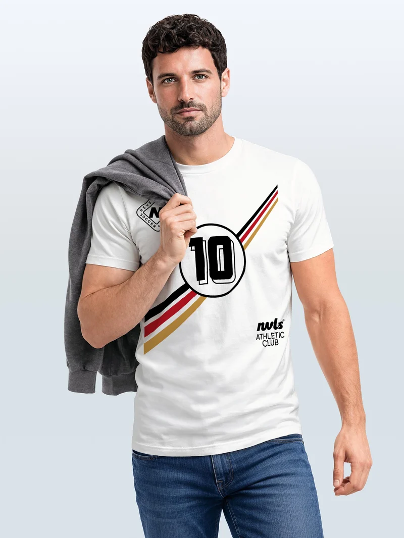 Herren T-Shirt Frontprint - Fussball Design German Trikot - Baumwollshirt Männer Fashion Streetstyle Slim Fit