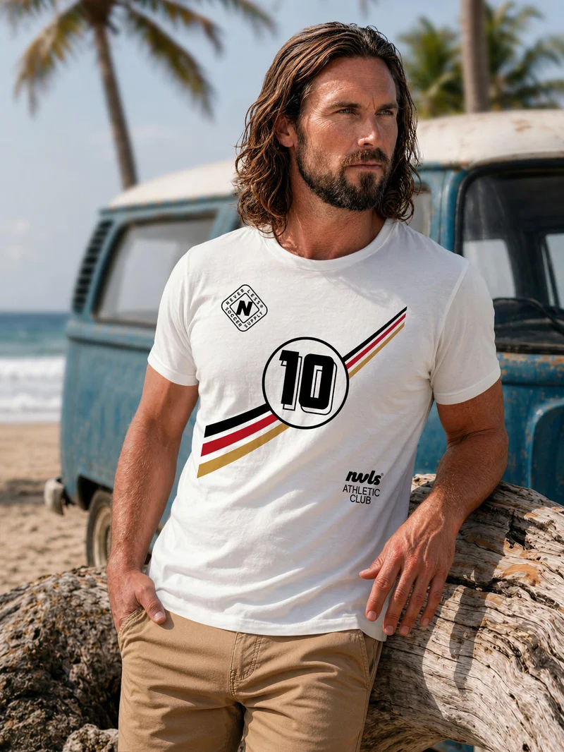 Herren T-Shirt Frontprint - Fussball Design German Trikot - Baumwollshirt Männer Fashion Streetstyle Slim Fit