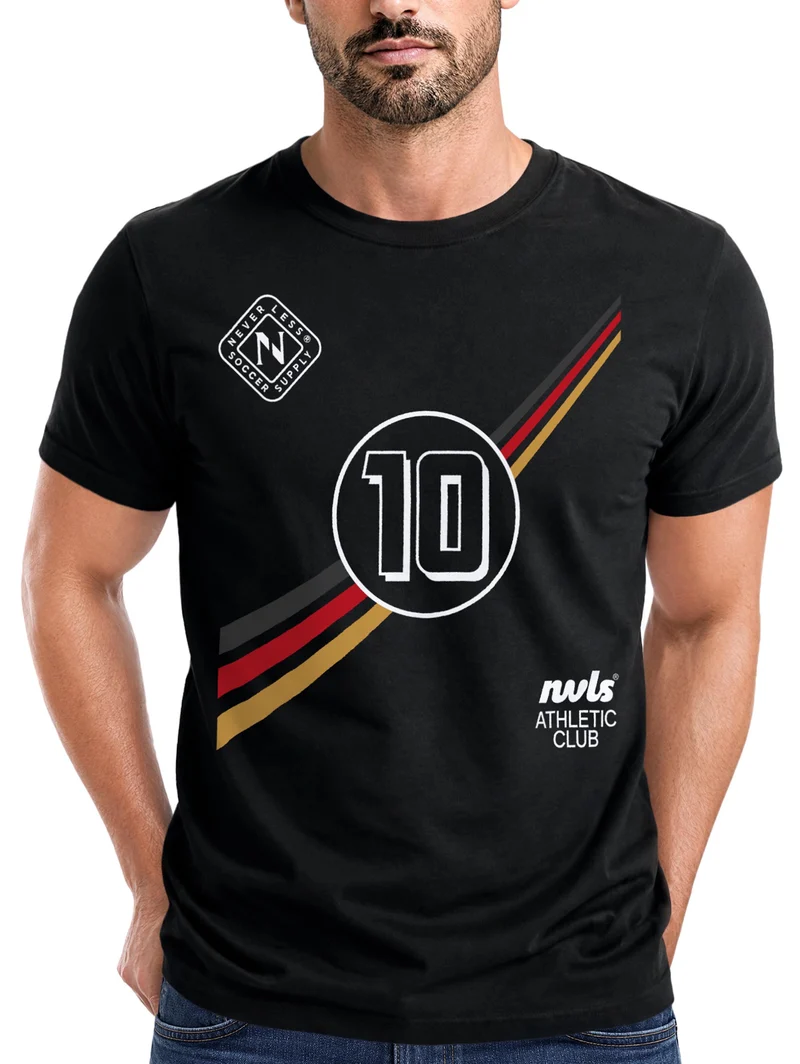 Herren T-Shirt Frontprint - Fussball Design German Trikot - Baumwollshirt Männer Fashion Streetstyle Slim Fit