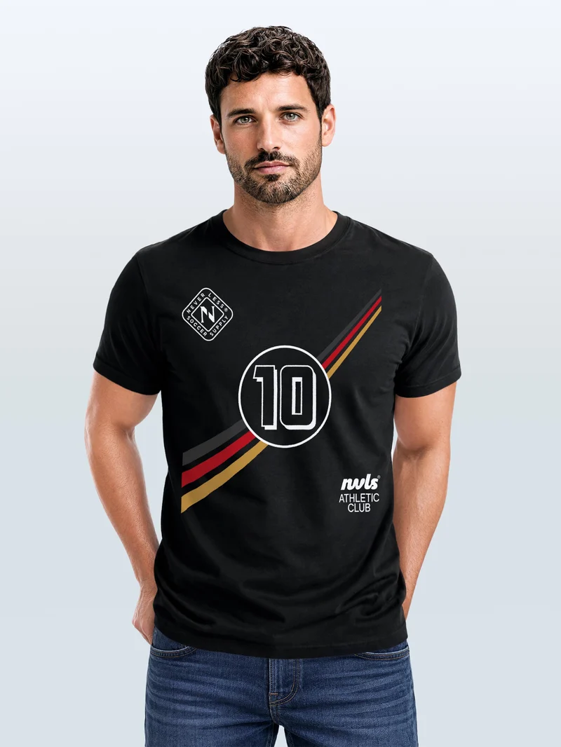 Herren T-Shirt Frontprint - Fussball Design German Trikot - Baumwollshirt Männer Fashion Streetstyle Slim Fit