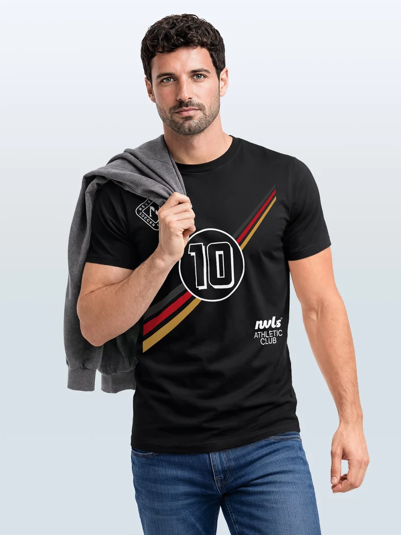 Herren T-Shirt Frontprint - Fussball Design German Trikot - Baumwollshirt Männer Fashion Streetstyle Slim Fit
