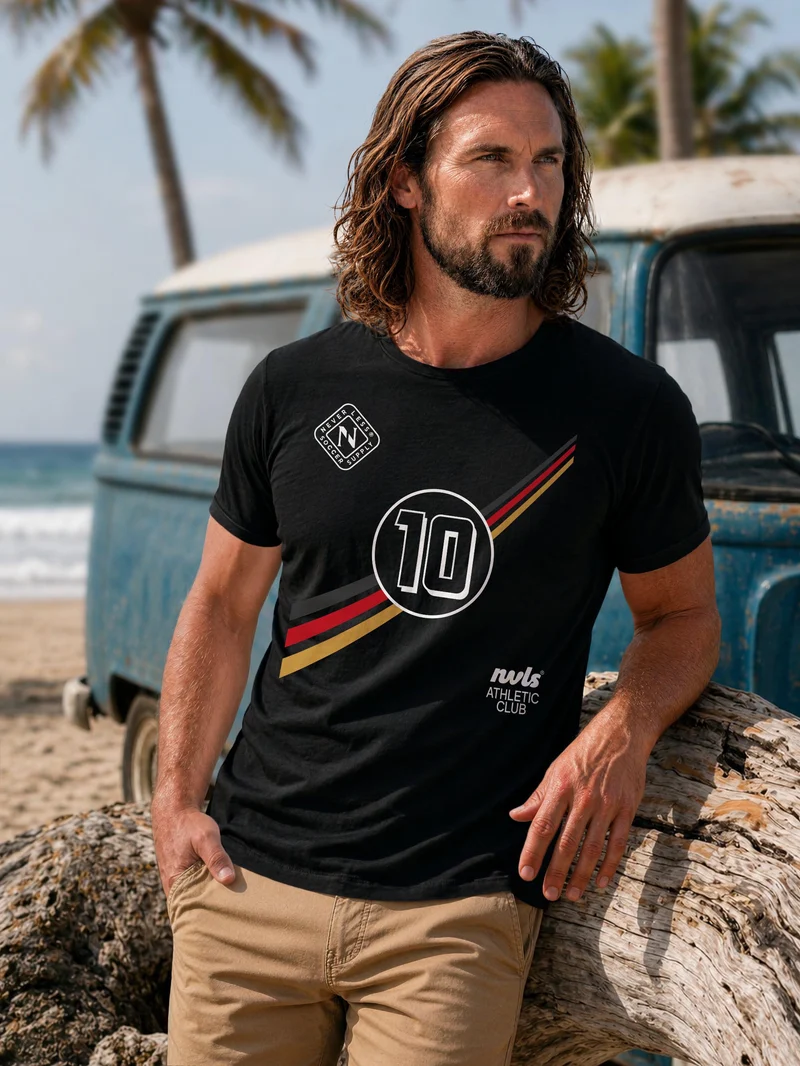Herren T-Shirt Frontprint - Fussball Design German Trikot - Baumwollshirt Männer Fashion Streetstyle Slim Fit