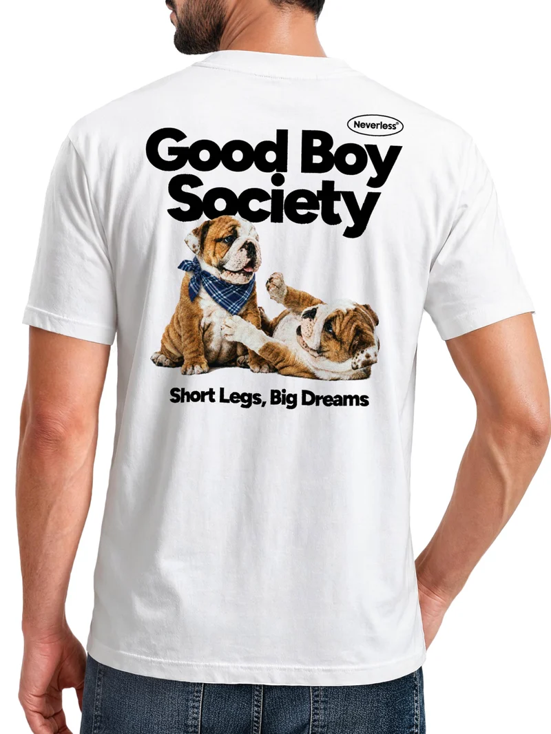 Herren T-Shirt Backprint - Design Good Boy Society - Baumwollshirt Männer Fashion Streetstyle Slim Fit