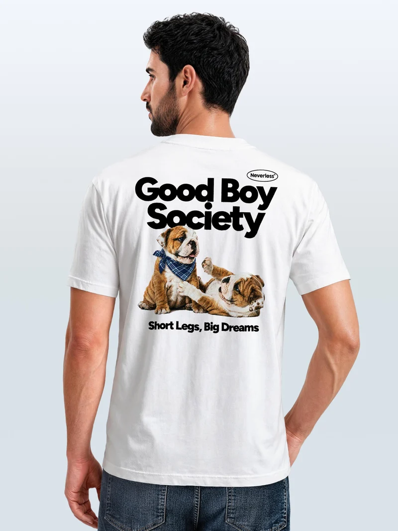 Herren T-Shirt Backprint - Design Good Boy Society - Baumwollshirt Männer Fashion Streetstyle Slim Fit
