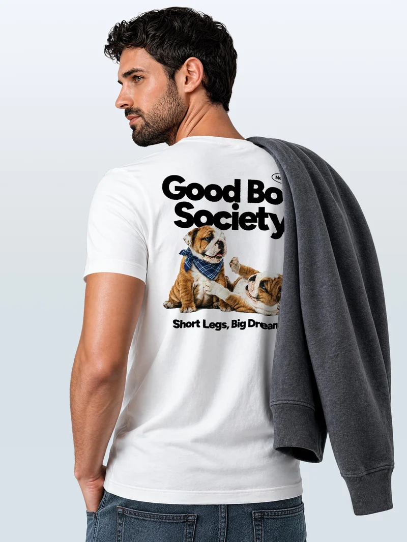 Herren T-Shirt Backprint - Design Good Boy Society - Baumwollshirt Männer Fashion Streetstyle Slim Fit