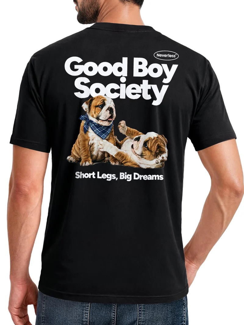 Herren T-Shirt Backprint - Design Good Boy Society - Baumwollshirt Männer Fashion Streetstyle Slim Fit