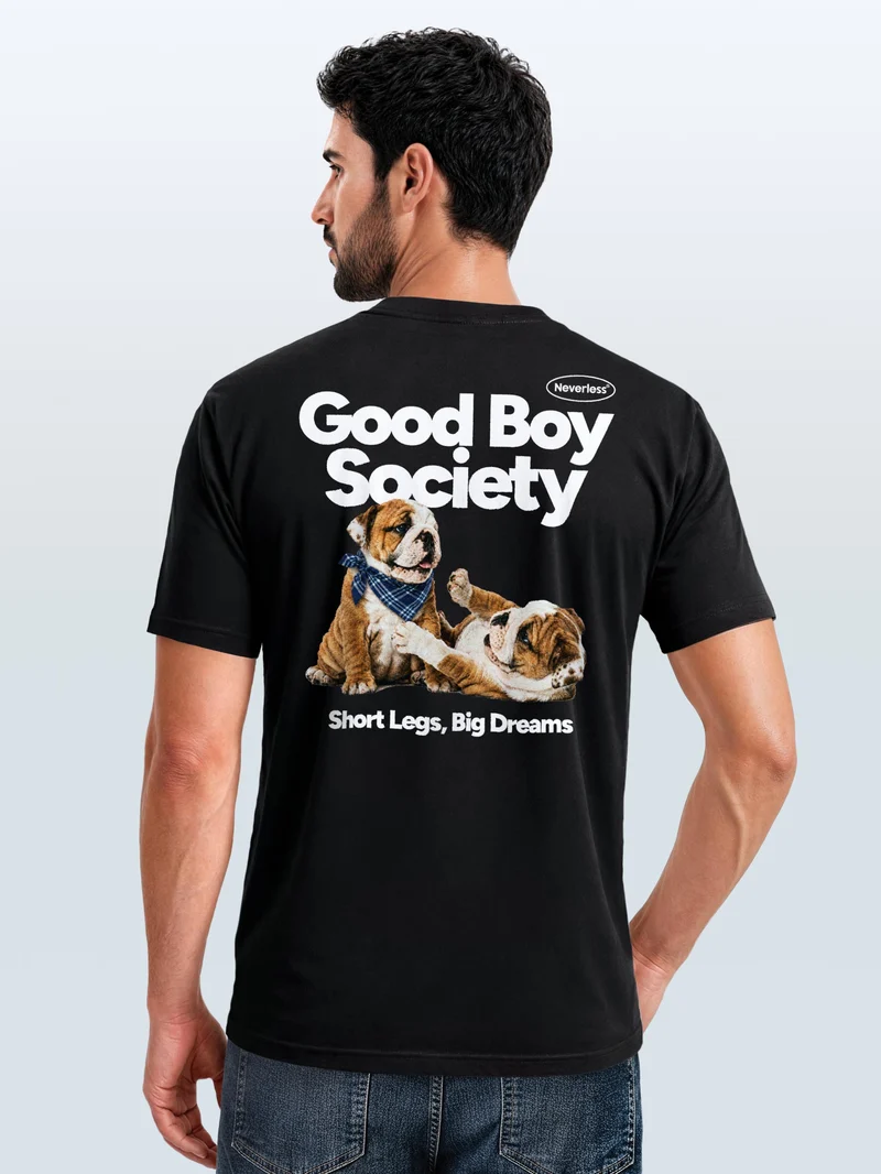 Herren T-Shirt Backprint - Design Good Boy Society - Baumwollshirt Männer Fashion Streetstyle Slim Fit
