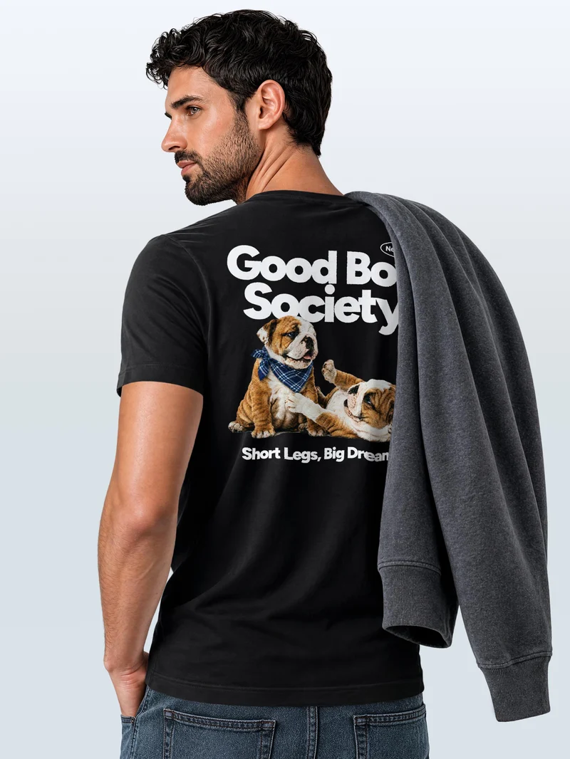 Herren T-Shirt Backprint - Design Good Boy Society - Baumwollshirt Männer Fashion Streetstyle Slim Fit