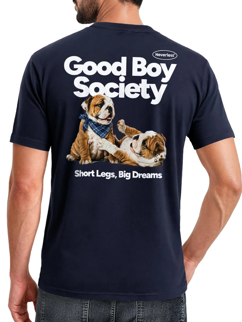 Herren T-Shirt Backprint - Design Good Boy Society - Baumwollshirt Männer Fashion Streetstyle Slim Fit