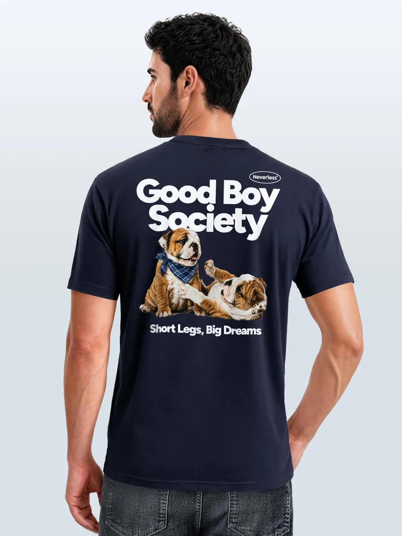 Herren T-Shirt Backprint - Design Good Boy Society - Baumwollshirt Männer Fashion Streetstyle Slim Fit