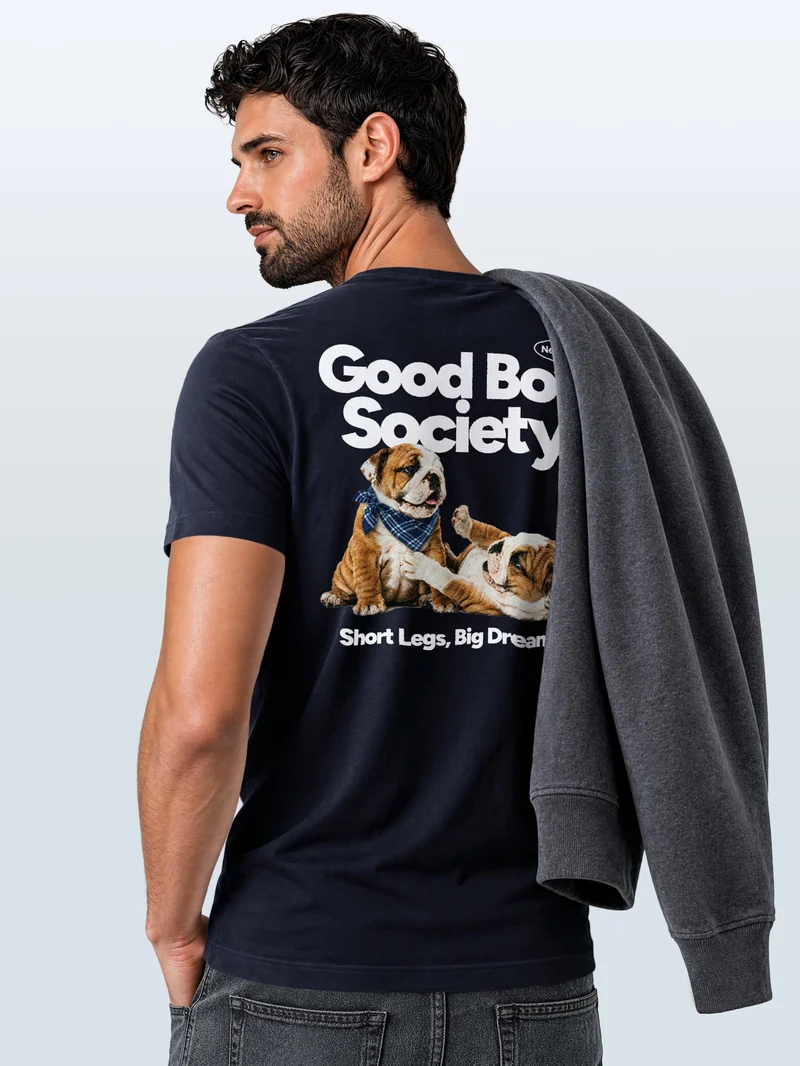 Herren T-Shirt Backprint - Design Good Boy Society - Baumwollshirt Männer Fashion Streetstyle Slim Fit