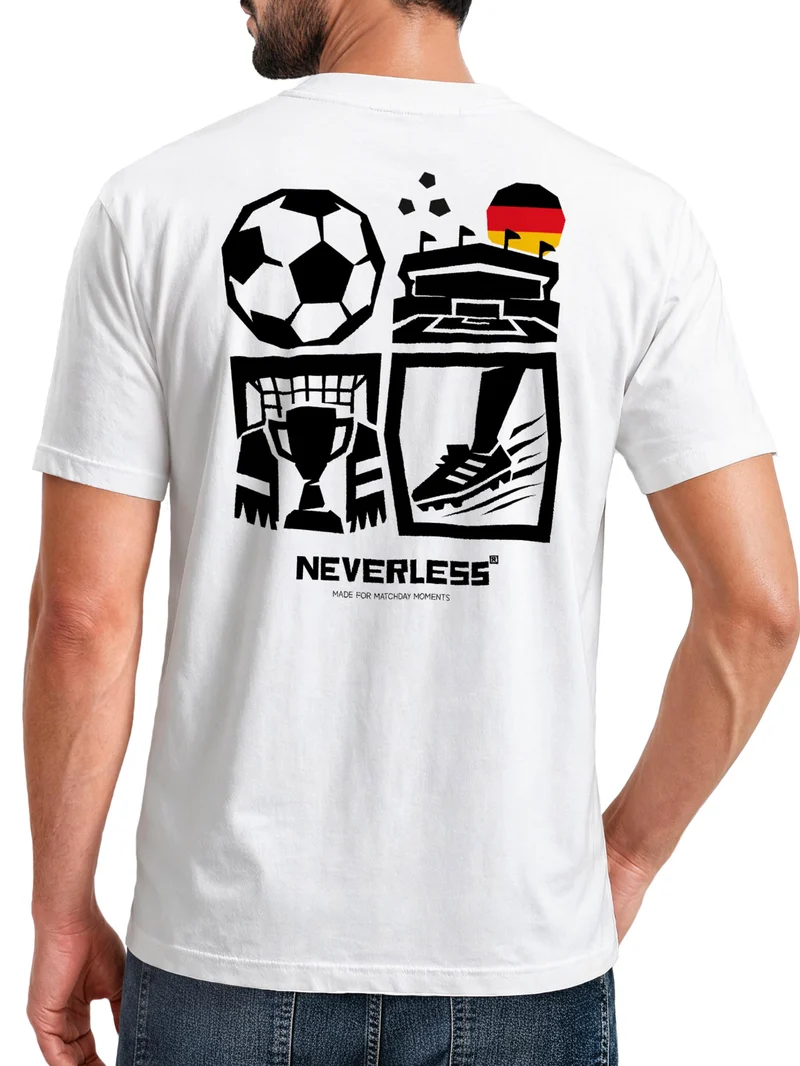 Herren T-Shirt Frontprint - Design Football Icons - Baumwollshirt Männer Fashion Streetstyle Slim Fit