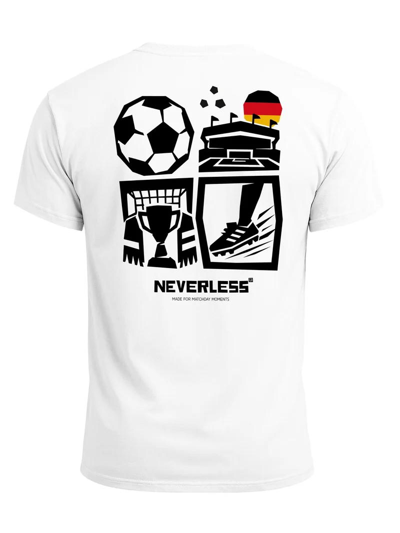 Herren T-Shirt Frontprint - Design Football Icons - Baumwollshirt Männer Fashion Streetstyle Slim Fit