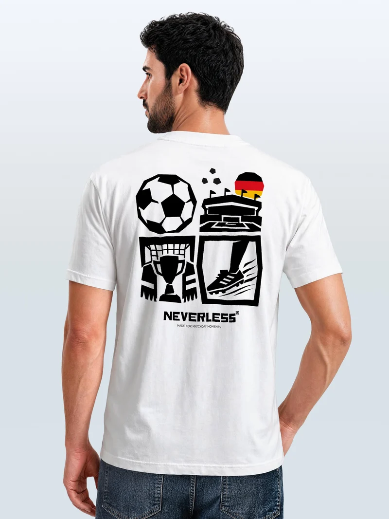 Herren T-Shirt Frontprint - Design Football Icons - Baumwollshirt Männer Fashion Streetstyle Slim Fit