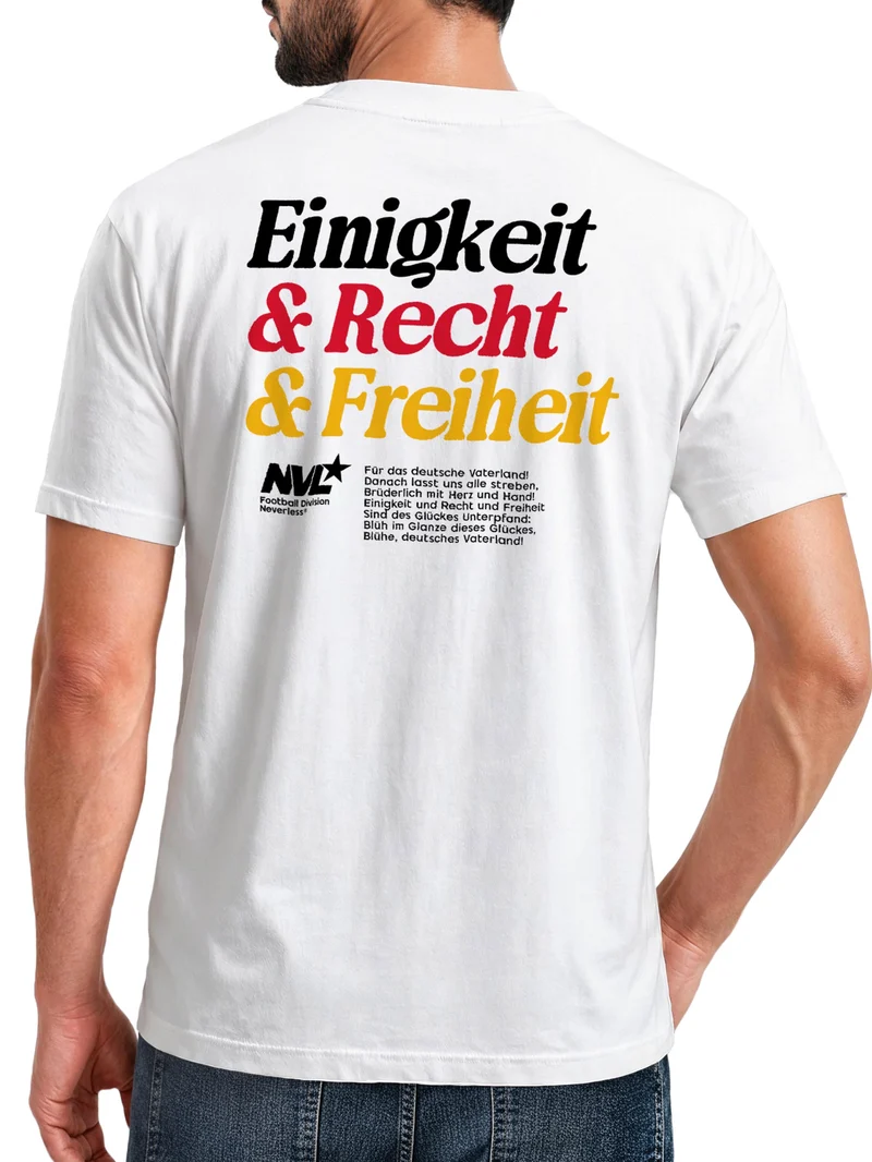 Herren T-Shirt Backprint - Deutschland Design Nationalhymne - Baumwollshirt Männer Fashion Slim Fit