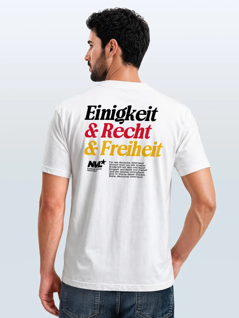 Herren T-Shirt Backprint - Deutschland Design Nationalhymne - Baumwollshirt Männer Fashion Slim Fit