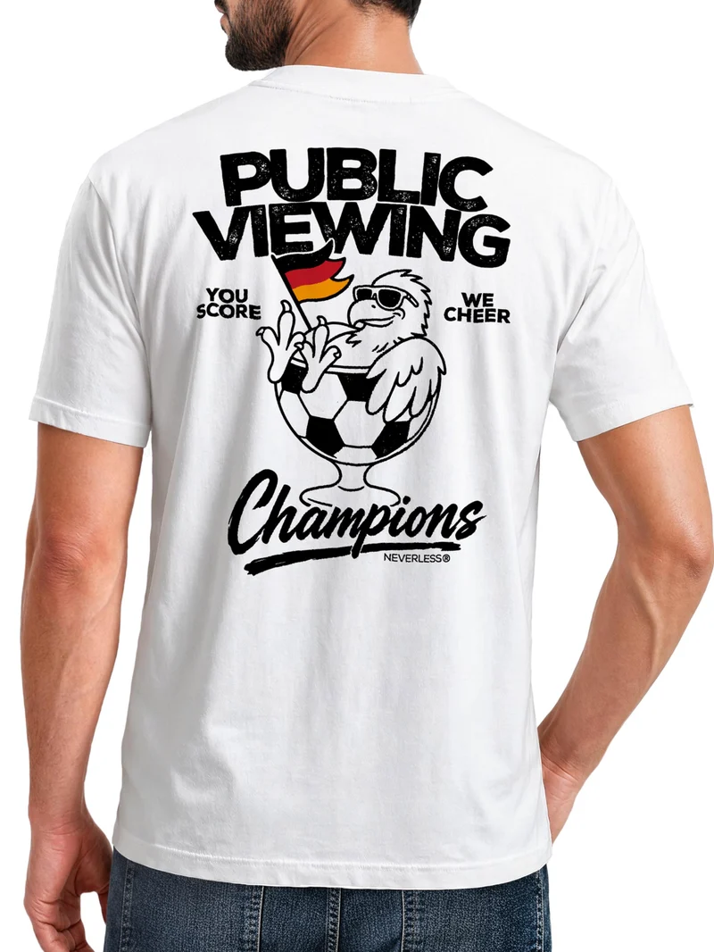Herren T-Shirt Backprint - Fussball WM Design Public Viewing - Baumwollshirt Männer Fashion Streetstyle Slim Fit