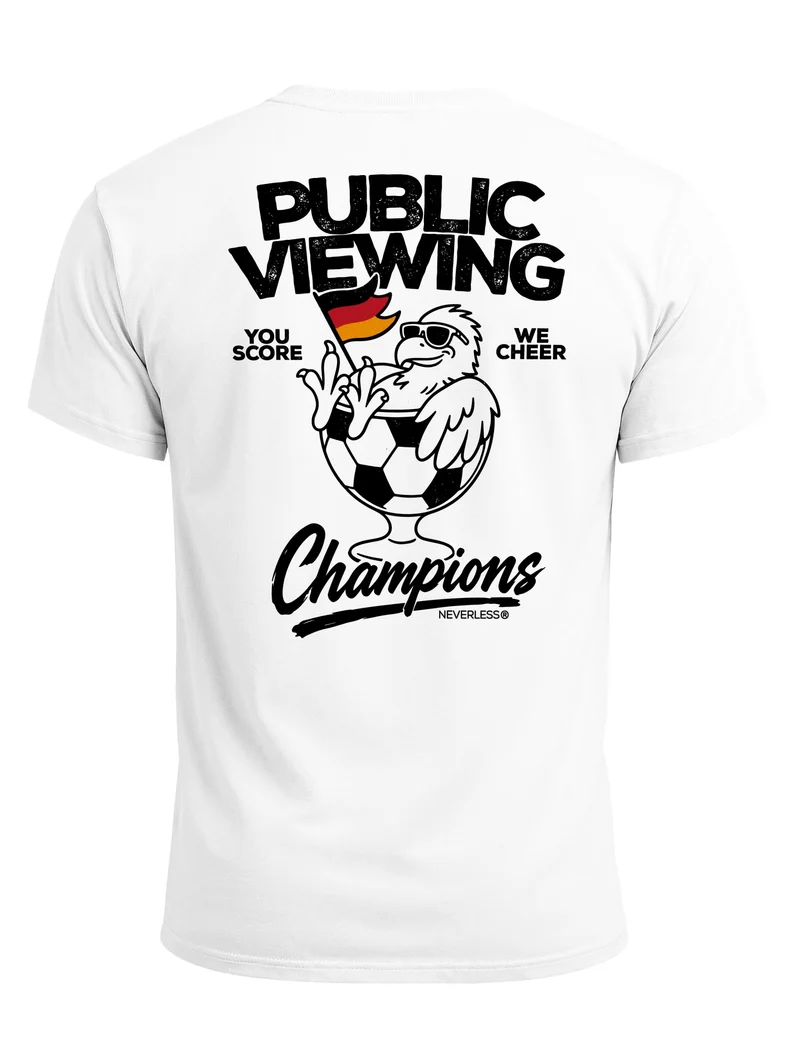 Herren T-Shirt Backprint - Fussball WM Design Public Viewing - Baumwollshirt Männer Fashion Streetstyle Slim Fit