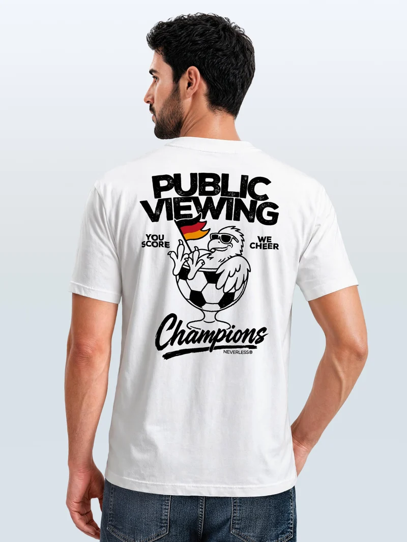 Herren T-Shirt Backprint - Fussball WM Design Public Viewing - Baumwollshirt Männer Fashion Streetstyle Slim Fit