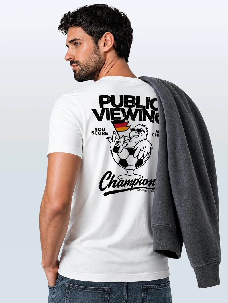 Herren T-Shirt Backprint - Fussball WM Design Public Viewing - Baumwollshirt Männer Fashion Streetstyle Slim Fit