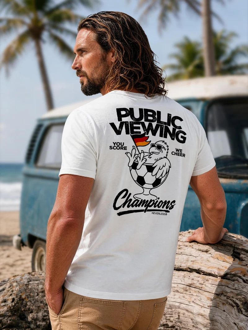 Herren T-Shirt Backprint - Fussball WM Design Public Viewing - Baumwollshirt Männer Fashion Streetstyle Slim Fit