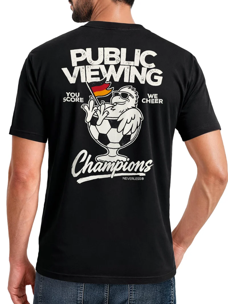 Herren T-Shirt Backprint - Fussball WM Design Public Viewing - Baumwollshirt Männer Fashion Streetstyle Slim Fit