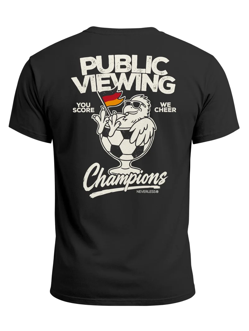 Herren T-Shirt Backprint - Fussball WM Design Public Viewing - Baumwollshirt Männer Fashion Streetstyle Slim Fit