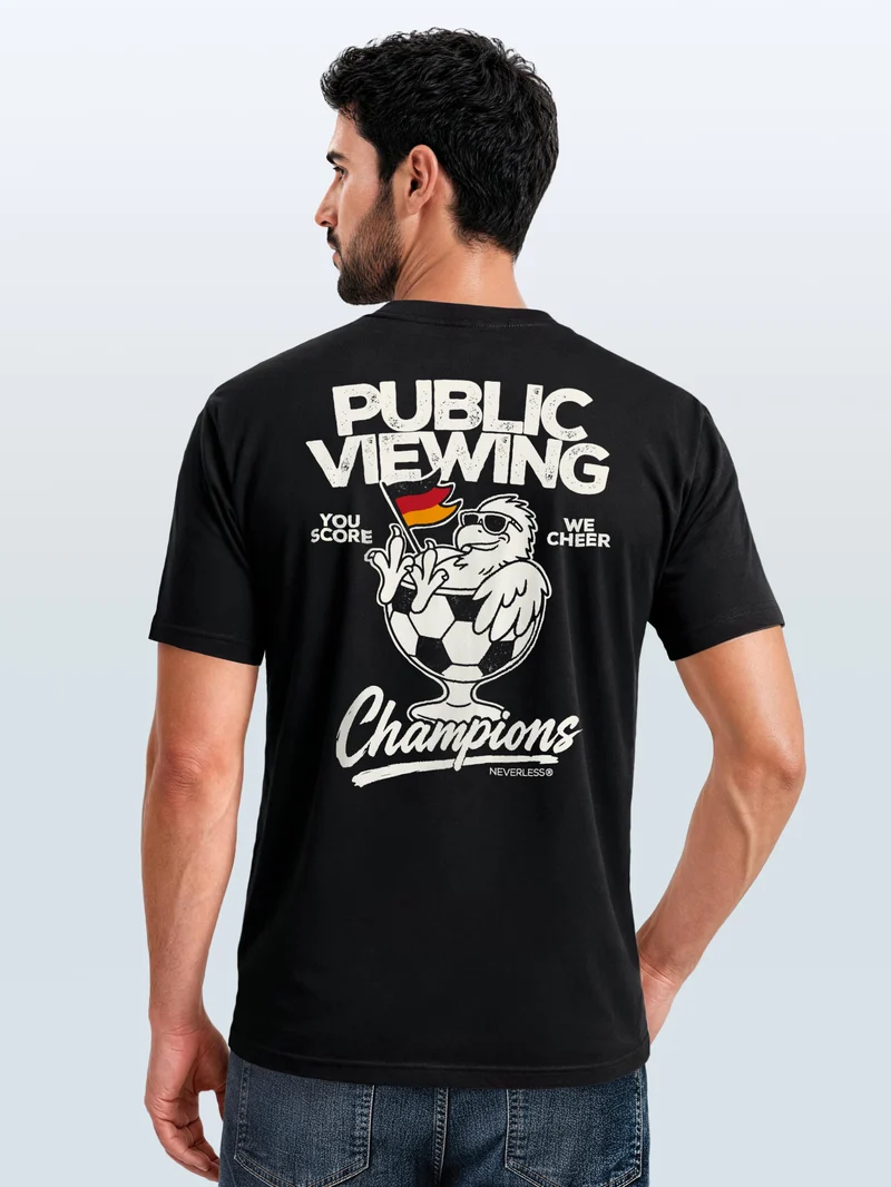 Herren T-Shirt Backprint - Fussball WM Design Public Viewing - Baumwollshirt Männer Fashion Streetstyle Slim Fit