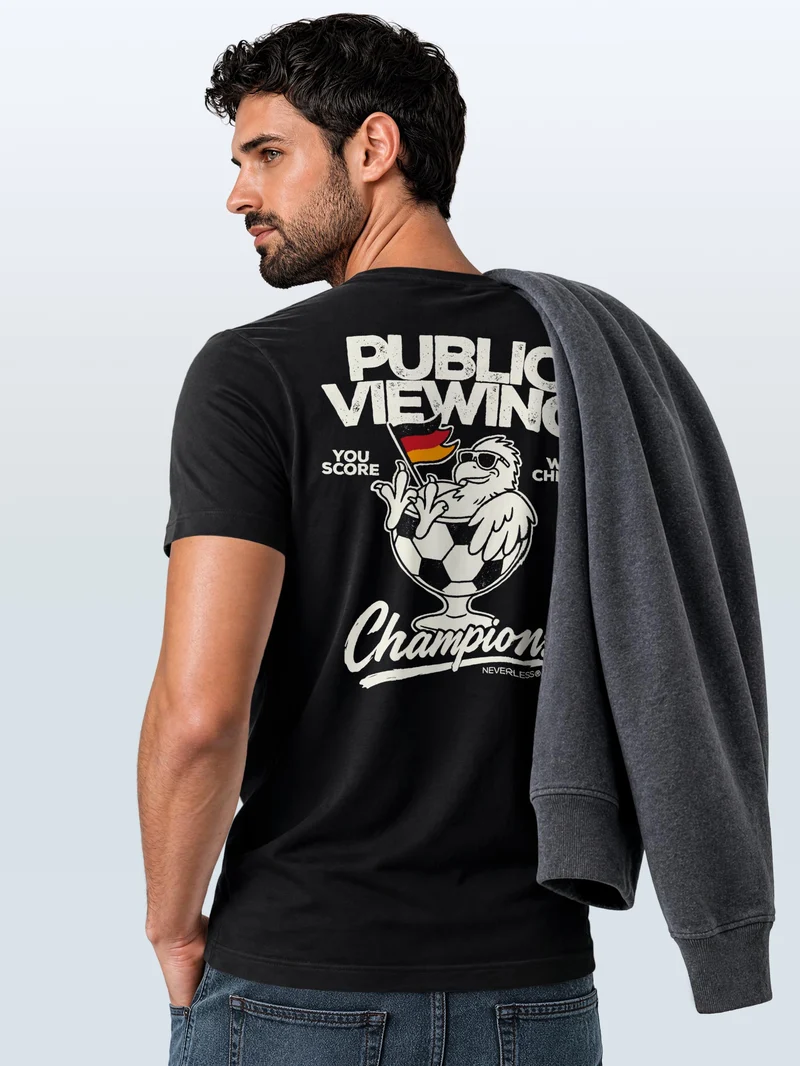 Herren T-Shirt Backprint - Fussball WM Design Public Viewing - Baumwollshirt Männer Fashion Streetstyle Slim Fit