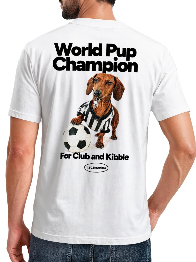 Herren T-Shirt Backprint - Fussball Design Soccer Dackel - Baumwollshirt Männer Fashion Streetstyle Slim Fit