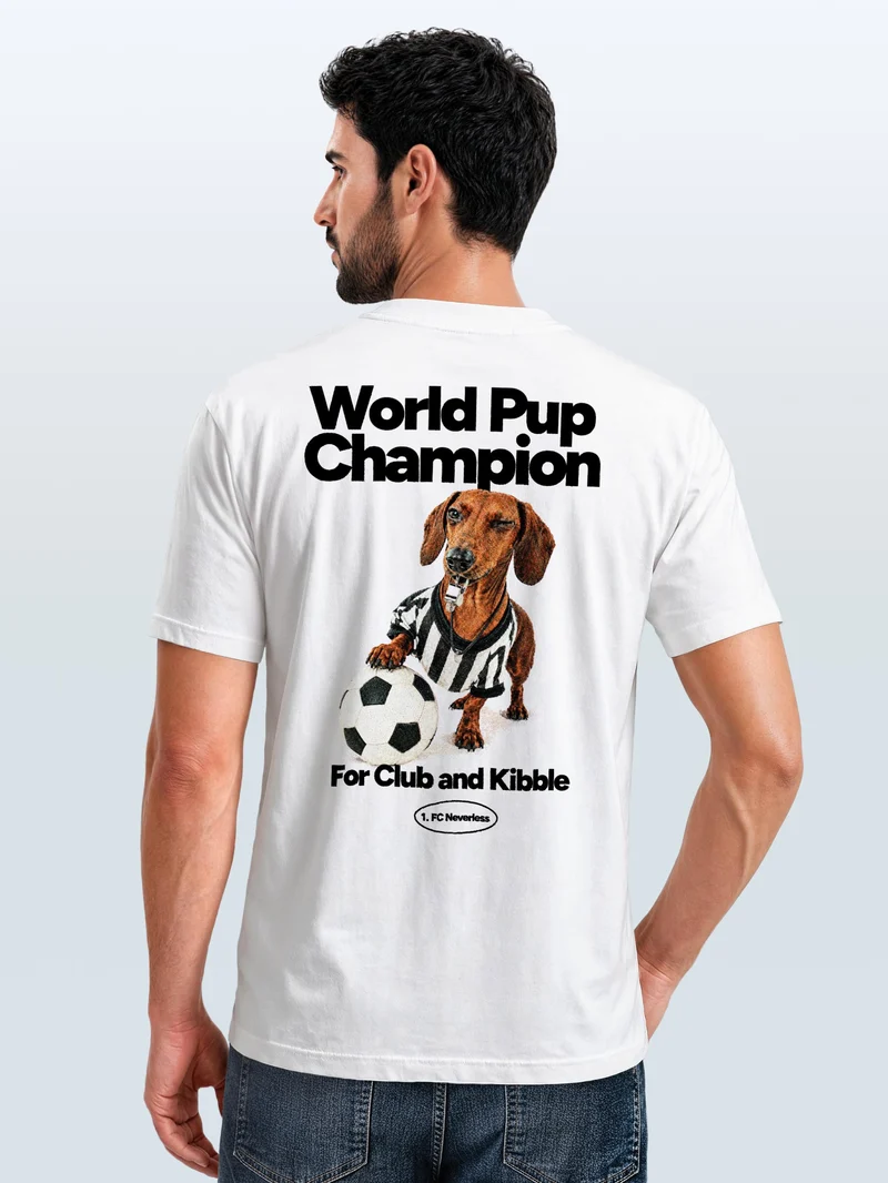 Herren T-Shirt Backprint - Fussball Design Soccer Dackel - Baumwollshirt Männer Fashion Streetstyle Slim Fit