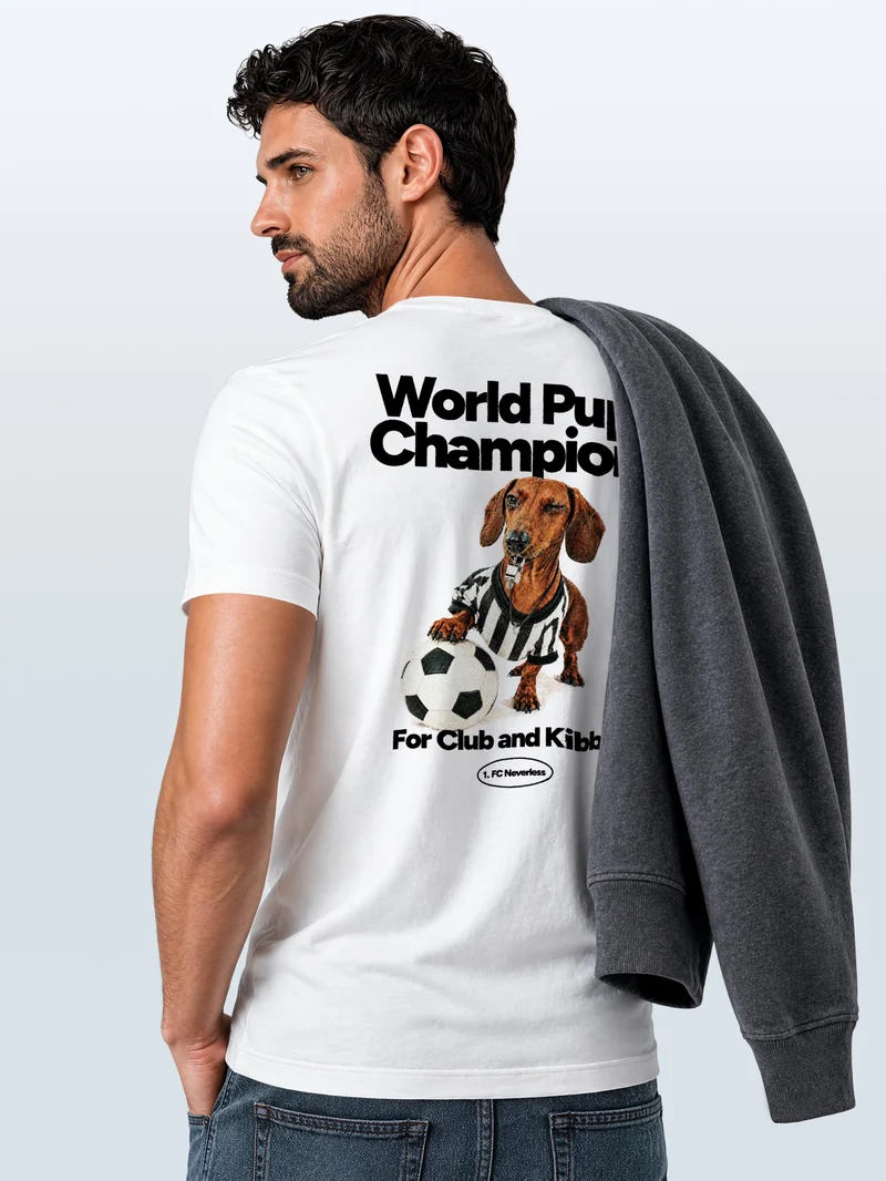 Herren T-Shirt Backprint - Fussball Design Soccer Dackel - Baumwollshirt Männer Fashion Streetstyle Slim Fit
