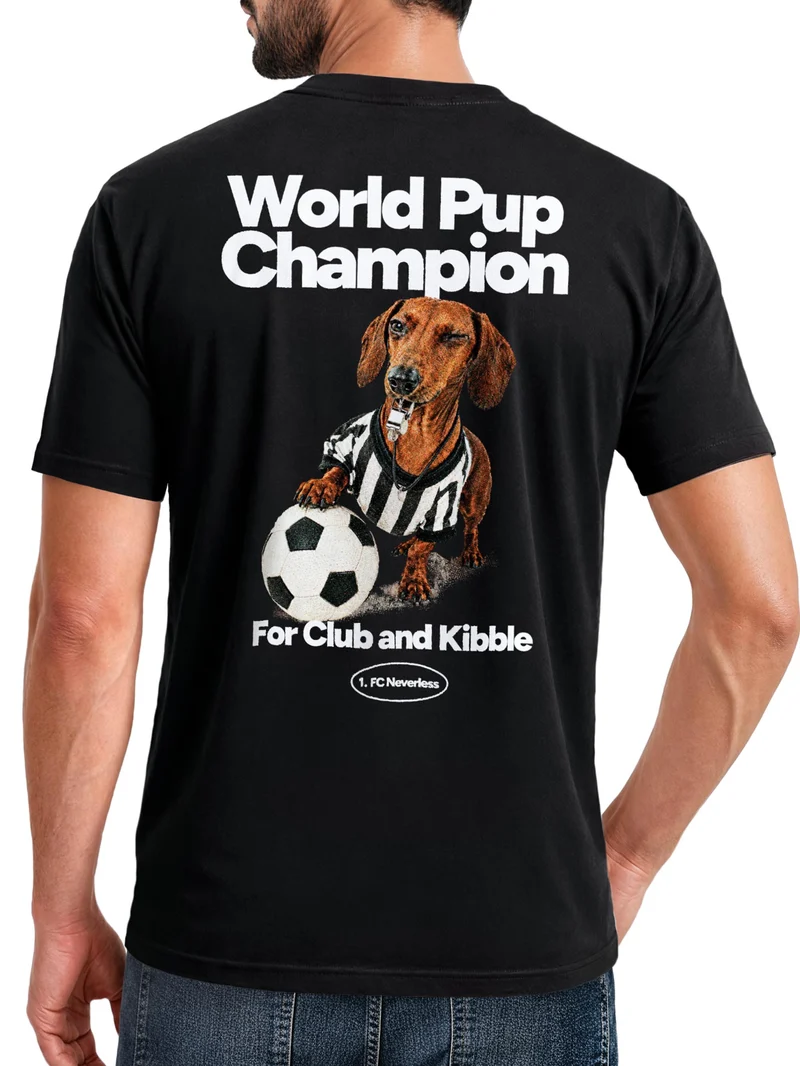 Herren T-Shirt Backprint - Fussball Design Soccer Dackel - Baumwollshirt Männer Fashion Streetstyle Slim Fit