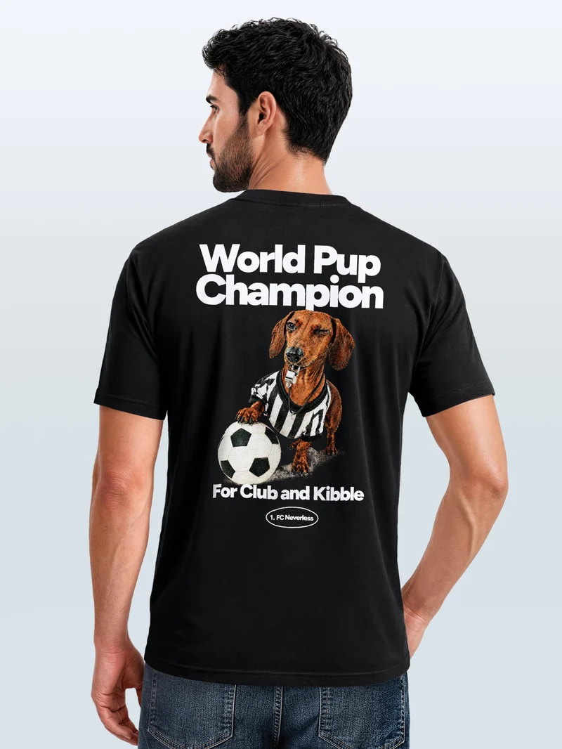 Herren T-Shirt Backprint - Fussball Design Soccer Dackel - Baumwollshirt Männer Fashion Streetstyle Slim Fit