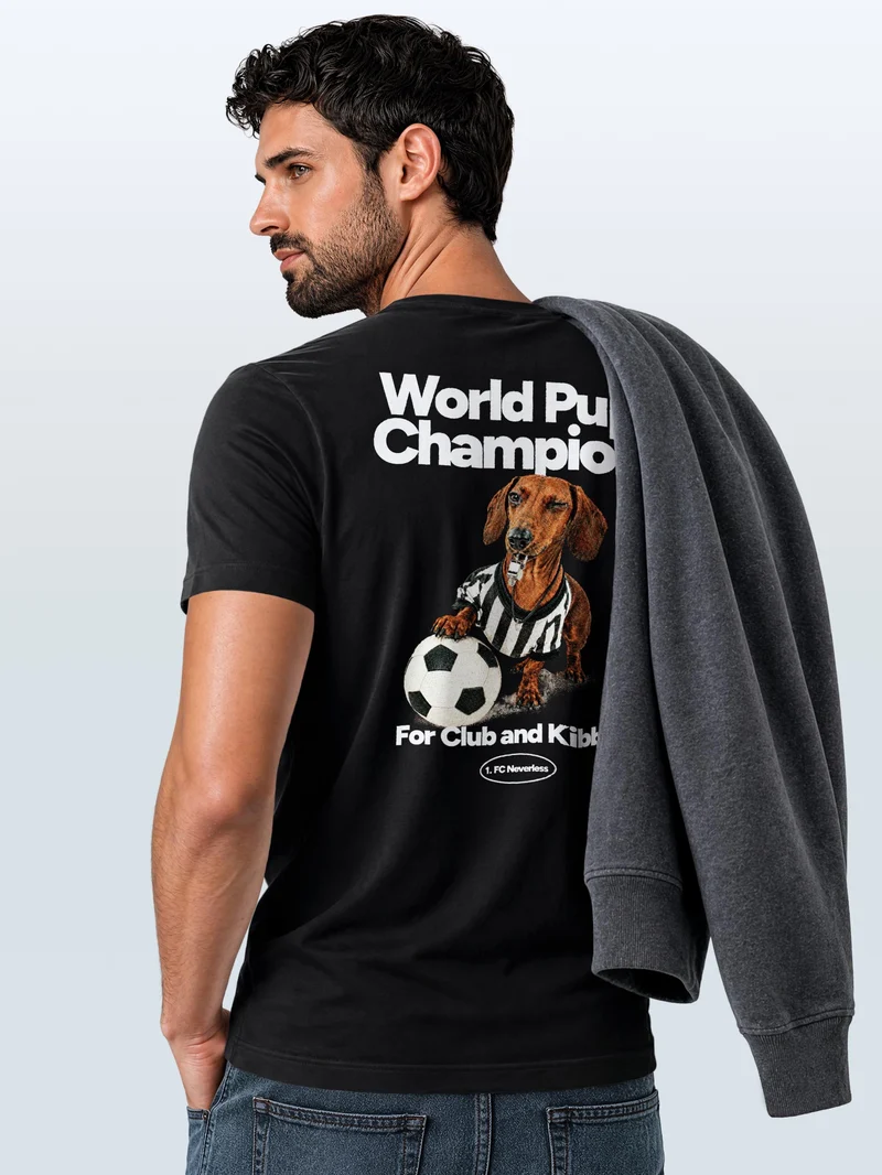 Herren T-Shirt Backprint - Fussball Design Soccer Dackel - Baumwollshirt Männer Fashion Streetstyle Slim Fit