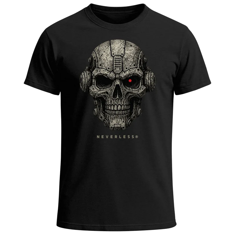 Herren T-Shirt Techno-Skull Cyborg Sci-Fi Cyberpunk Printshirt Grunge Style Fashion Streetstyle Grafikshirt