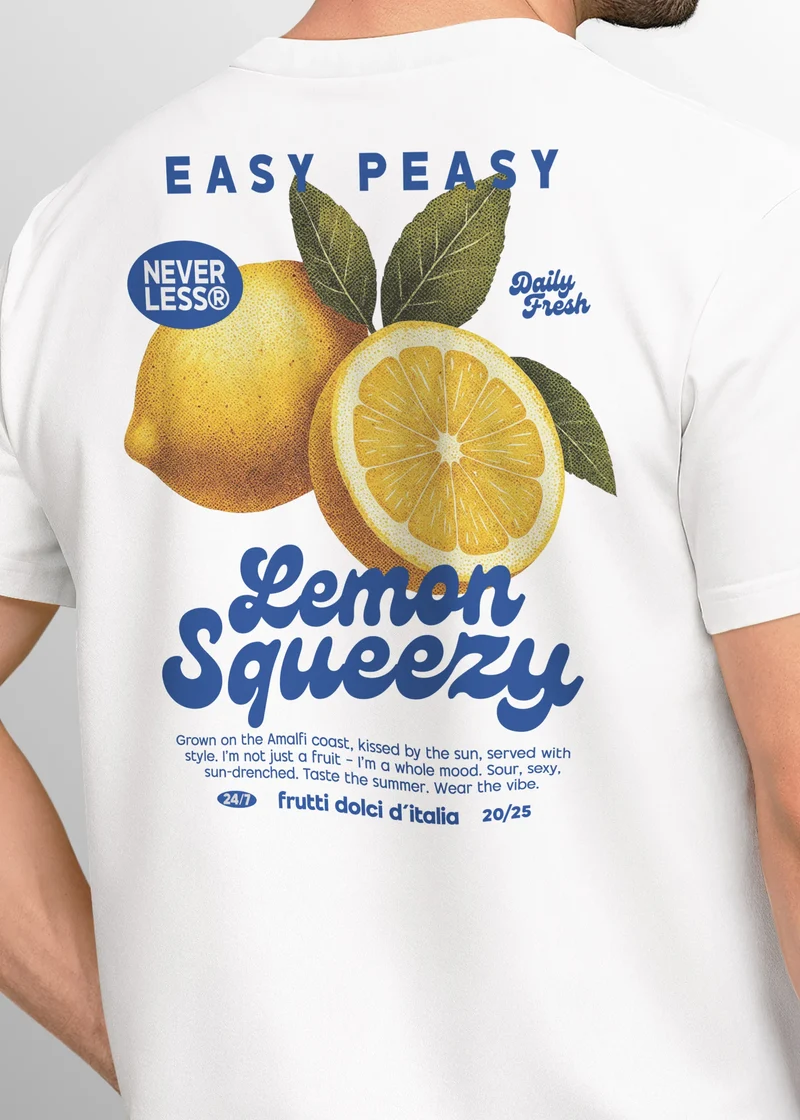 Herren T-Shirt Backprint Easy Peasy Lemon Squeezy Zitrusfrüchte Italien Vintage Printshirt Fashion Streetstyle