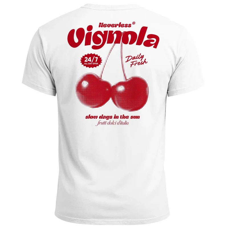 Herren T-Shirt Backprint Kirsche Cherry Retro Design Printshirt Früchte Sommer Fashion Streetstyle