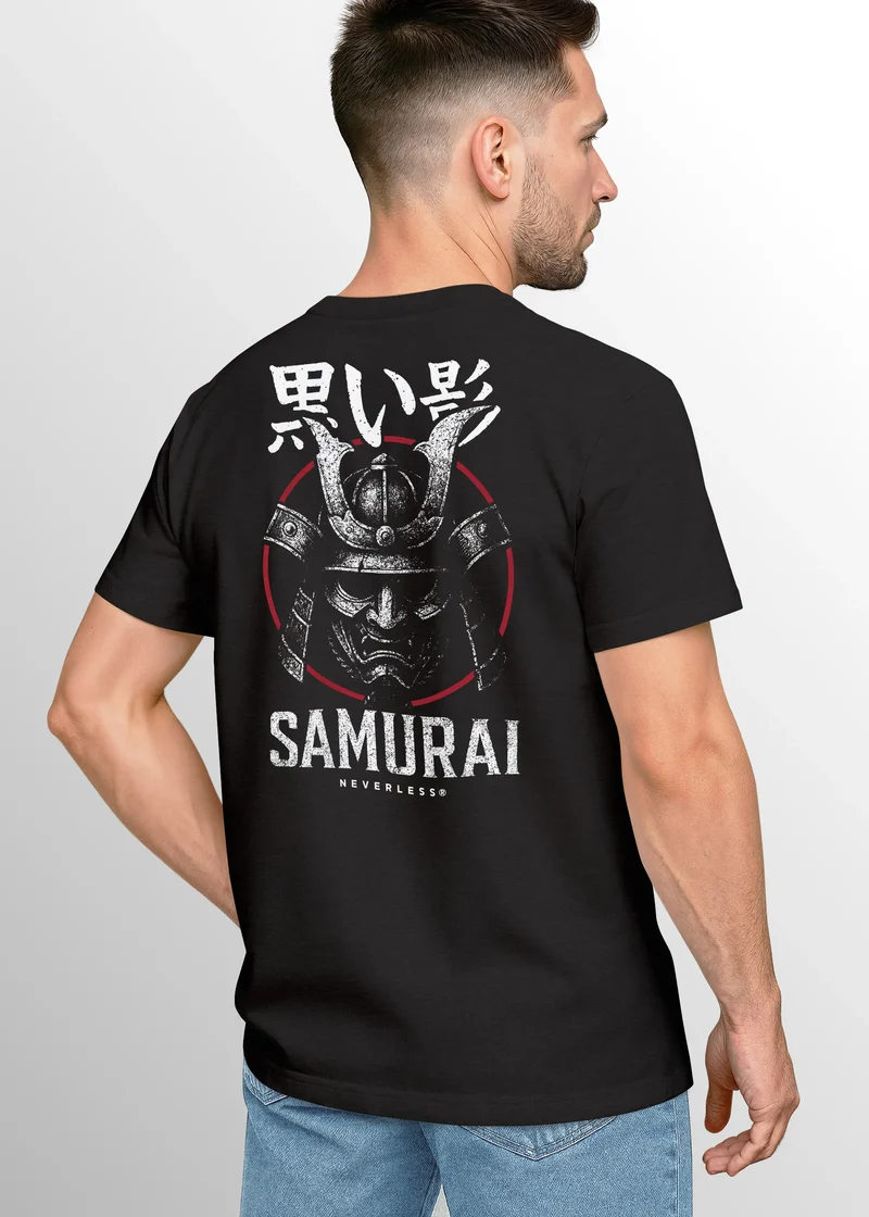 Herren T-Shirt Backprint Samurai Japan Asiatischer Krieger Martial Style für Alltag Training Urban LooksFashion Streetstyle