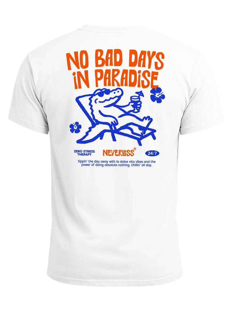 Herren T-Shirt Backprint - Design Paradise Krokodil - Baumwollshirt Männer Fashion Streetstyle Slim Fit